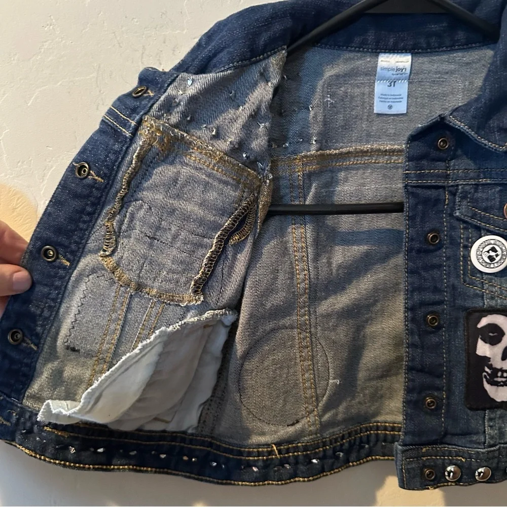 Custom Punk Rock Patchwork Studded Toddler Denim Jean Vest